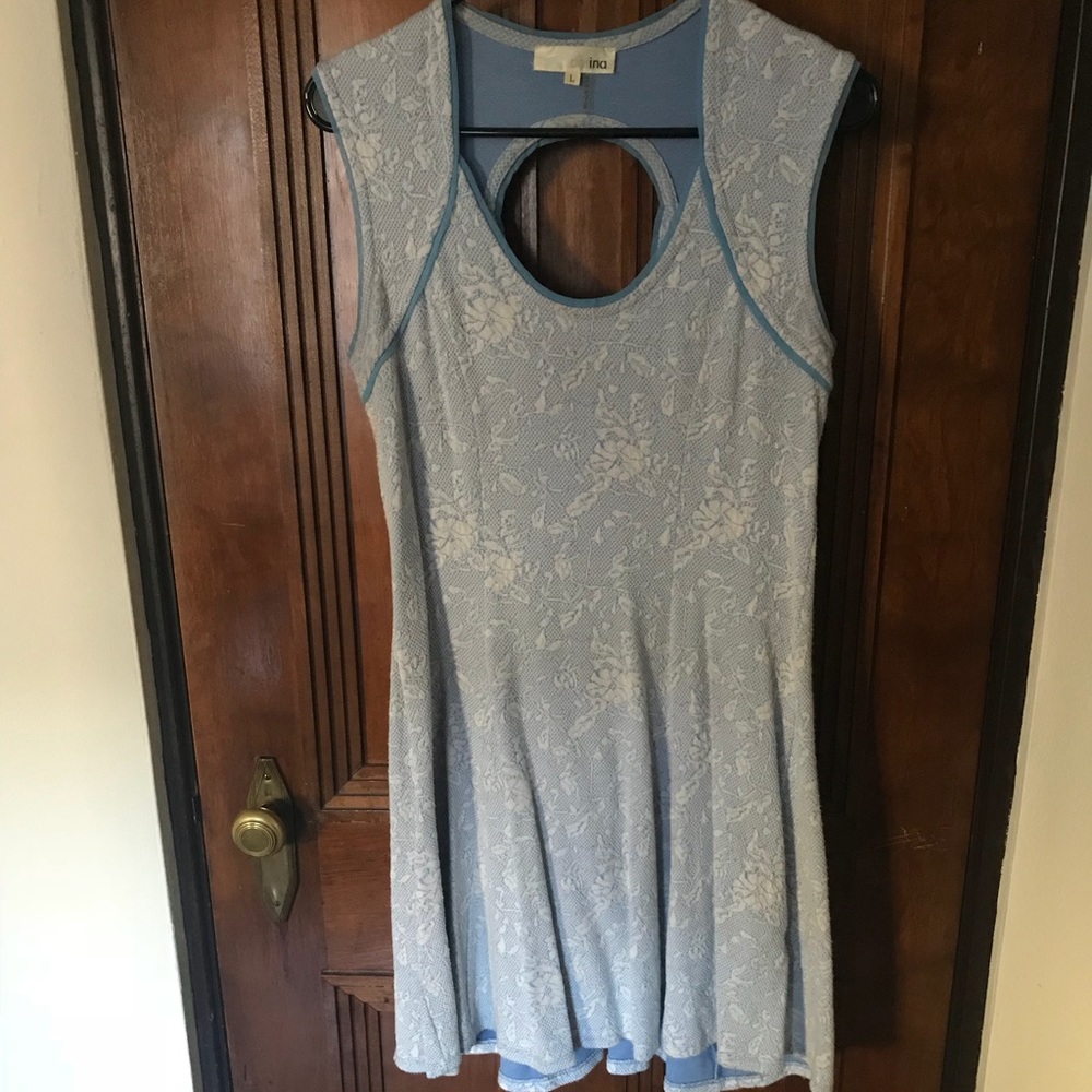 Light Blue Rose Mini Dress